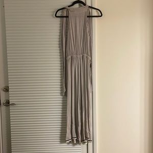 Brown and white polka dot wide leg jumpsuit